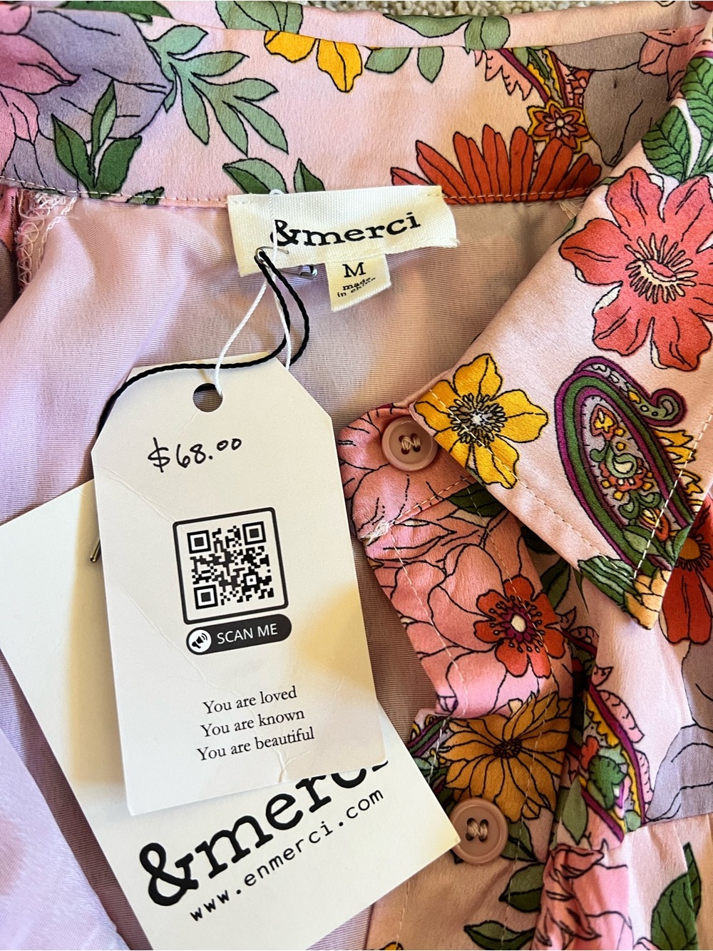 &merci Indie Floral Paisley Cottagecore Feminine Button Down Dress NWT size M - Picture 4 of 9